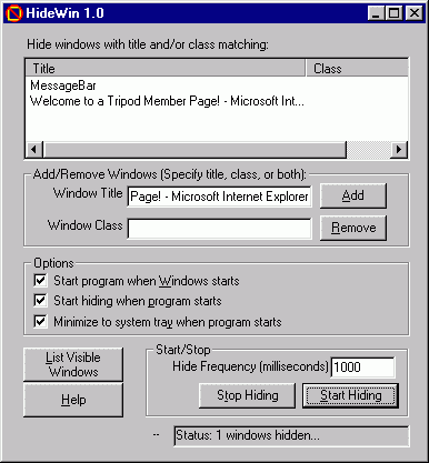 HideWin screenshot